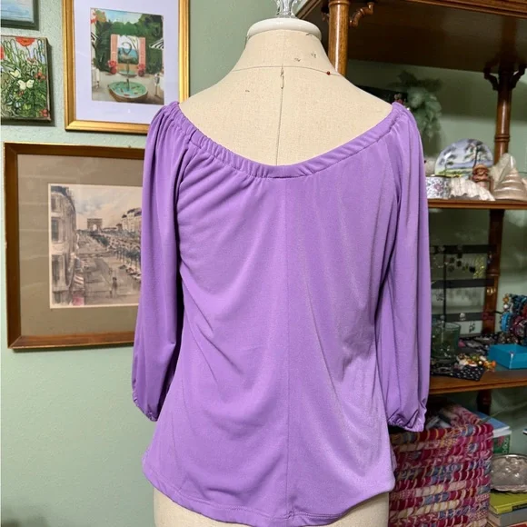 Vixen by Micheline Pitt Lavender Off-Shoulder Blouse - Picture 2 of 4